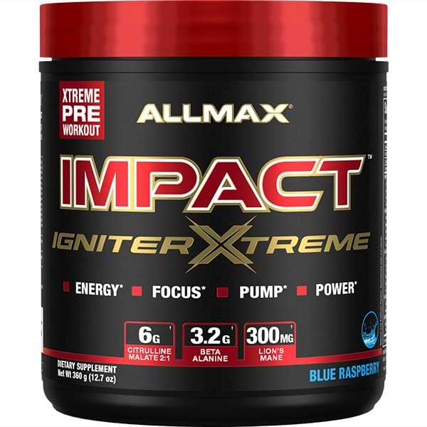 ALLMAX Impact Igniter Xtreme Pre-Workout - Blue Raspberry (360 g)