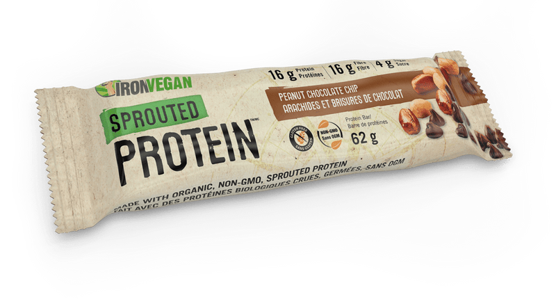 Iron Vegan Sprouted Protein Bar - Peanut Chocolate Chip Image 1