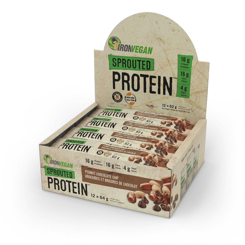 Iron Vegan Sprouted Protein Bar - Peanut Chocolate Chip Image 2