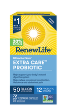 Renew Life Ultimate Flora Extra Care Probiotic 50 Billion BONUS SIZE - Shelf Stable (72 VCaps)