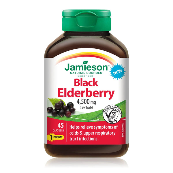 Jamieson Black Elderberry 4500 mg 45 Capsules Image 1