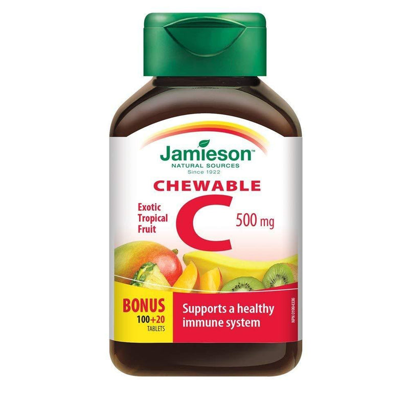Jamieson Chewable C 500 mg - Exotic Tropical Fruit 120 Tablets Image 1