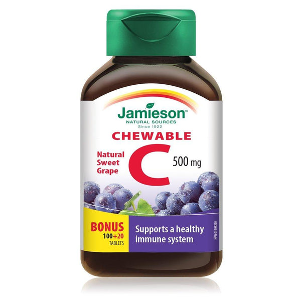 Jamieson Chewable C 500 mg - Natural Sweet Grape 120 Tablets Image 1