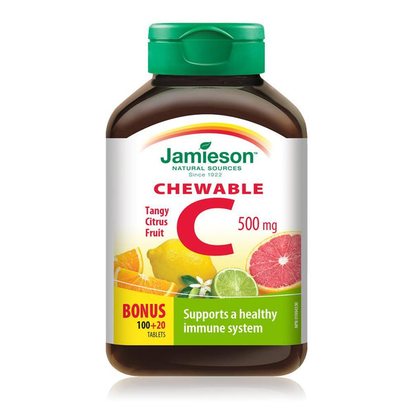 Jamieson Chewable C 500 mg - Tangy Citrus Fruit 120 Tablets Image 1