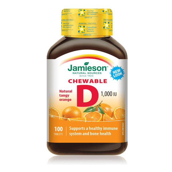 Jamieson Chewable Vitamin D 1000 IU - Natural Tangy Orange (100 Tablets)