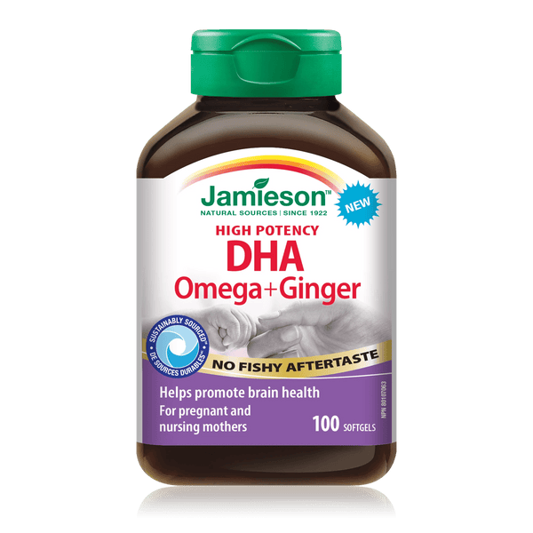 Jamieson High Potency DHA Omega + Ginger 100 Softgels Image 1