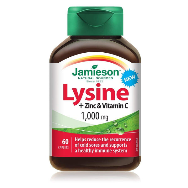 Jamieson Lysine + Zinc & Vitamin C 1000 mg 60 Caplets Image 1