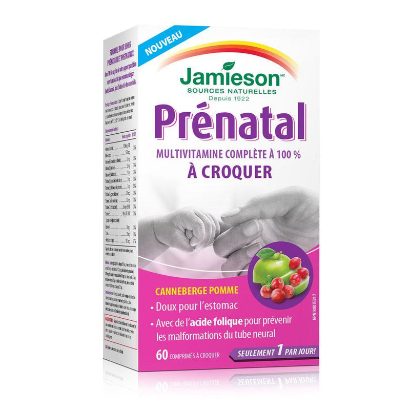 Jamieson Prenatal 100% Complete Multivitamin - Cranberry Apple 60 Chewable Tablets Image 1