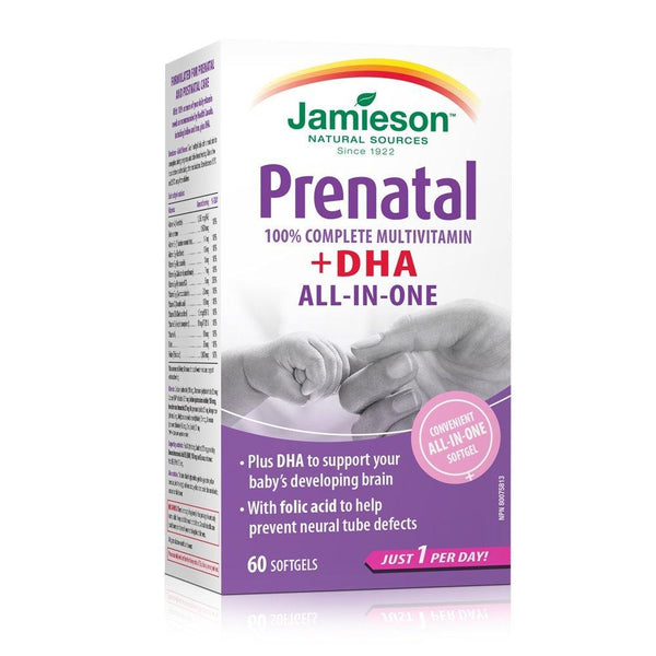 Jamieson Prenatal 100% Complete Multivitamin + DHA All-In-One 60 Softgels Image 1