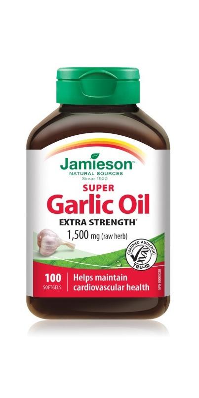 Jamieson Super Garlic Oil Extra Strength 1500 mg 100 Softgels Image 1
