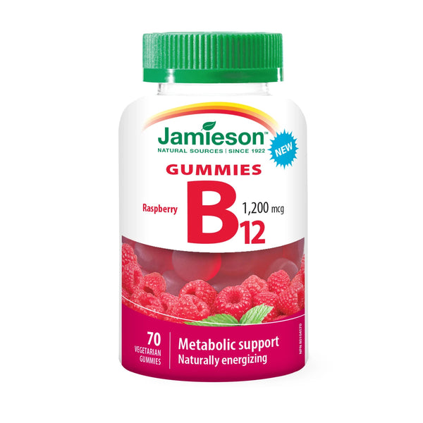 Jamieson Vitamin B12 1200 mcg - Raspberry 70 Gummies Image 1
