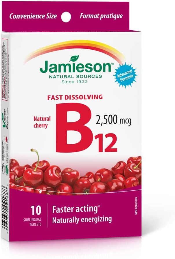 Jamieson Vitamin B12 Fast Dissolving - Natural Cherry 10 Tablets Image 1