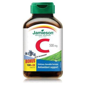 Jamieson Vitamin C 500 mg - Wild Blueberry 120 Tablets Image 1