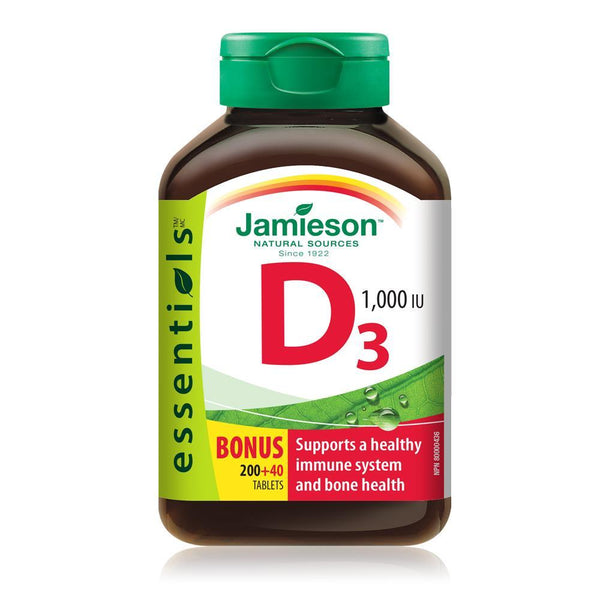 Jamieson Vitamin D3 1000 IU BONUS SIZE 240 Tablets Image 1