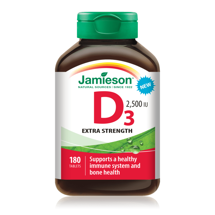 Jamieson Vitamin D3 2500 IU Extra Strength 180 Tablets Image 1