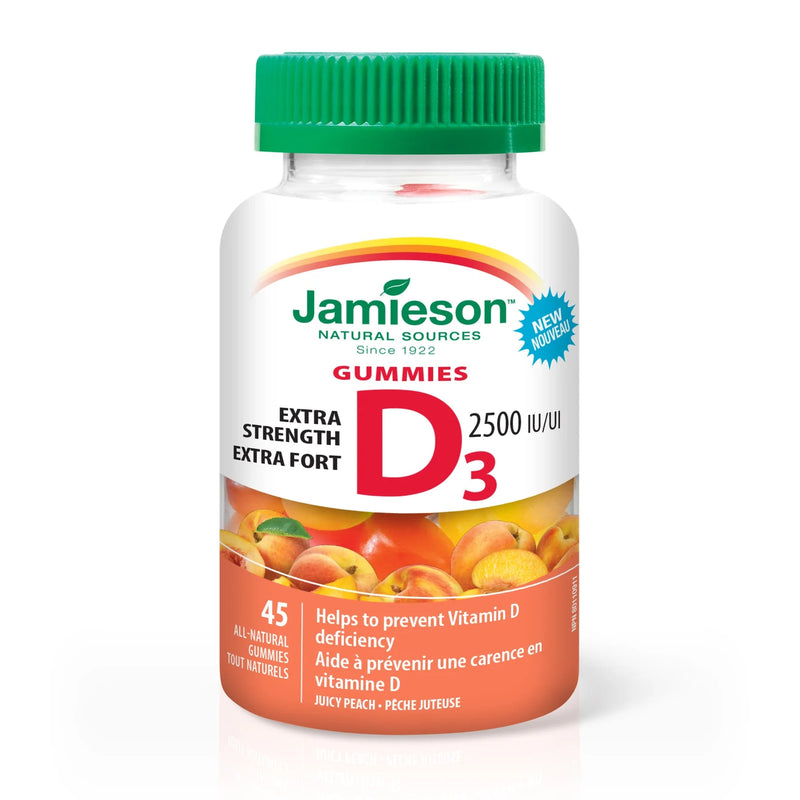 Jamieson Vitamin D3 2500 IU Extra Strength 45 Gummies Image 1