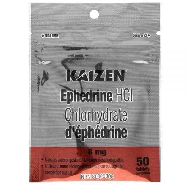 Kaizen Ephedrine HCL 8mg 50 Tablets Only available in Canada Image 1