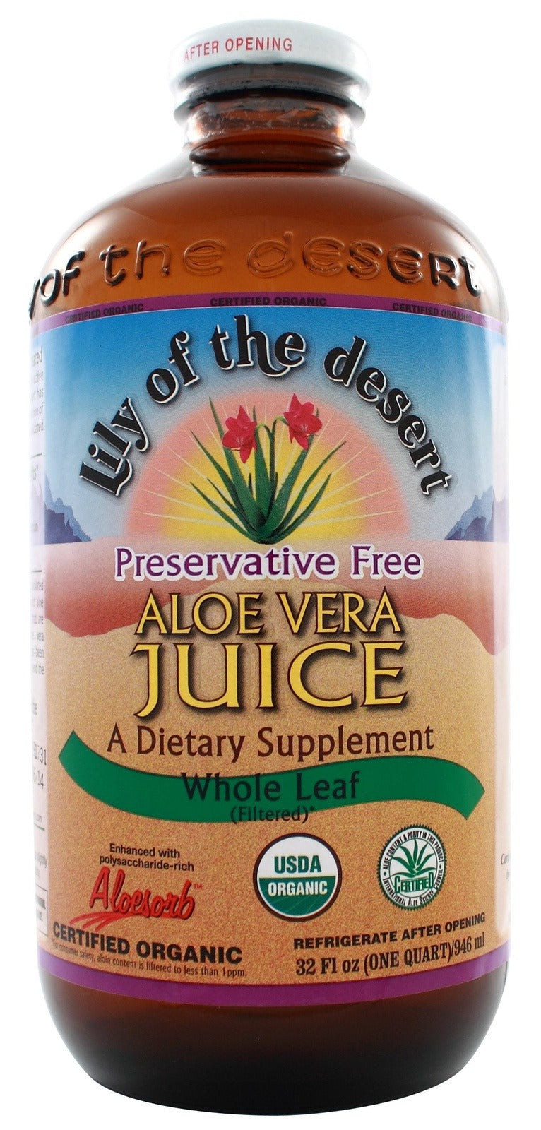Lily of the Desert Aloe Vera Juice - Whole Leaf Glass Bottle Image 1