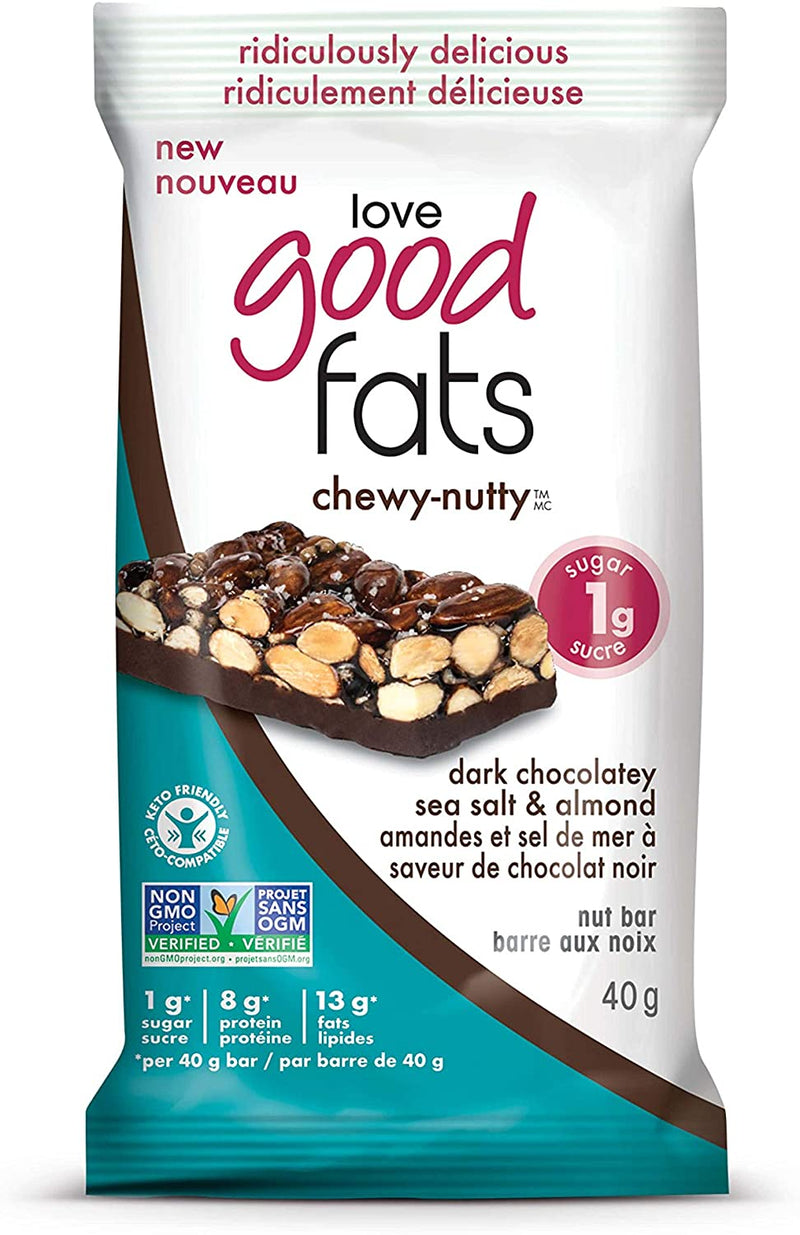 Love Good Fats Chewy-Nutty Keto Bars - Dark Chocolatey Sea Salt & Almond Image 2