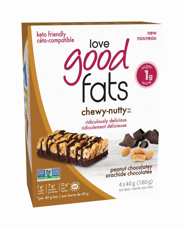 Love Good Fats Chewy-Nutty Keto Bars - Peanut Chocolatey Image 1