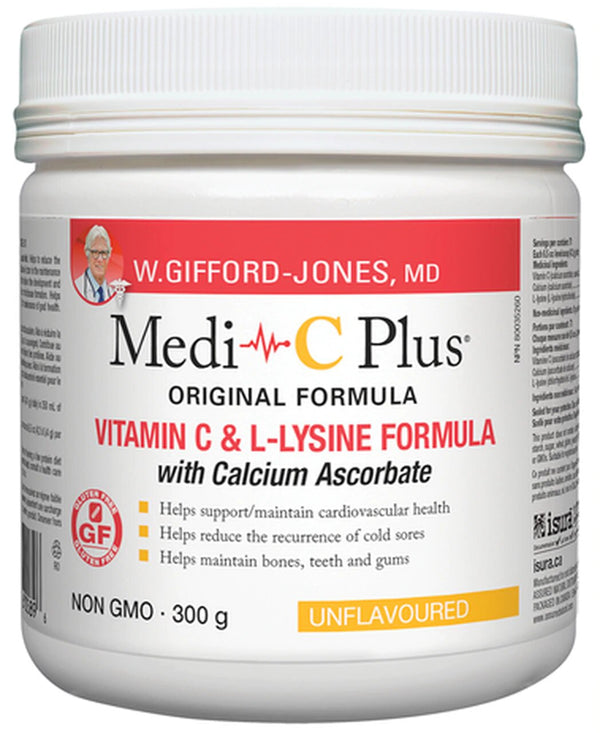 Medi-C Plus Vitamin C & L-Lysine Formula with Calcium Ascorbate - Unflavoured 300 g Image 1
