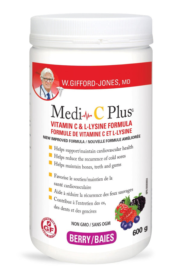 Medi-C Plus Vitamin C & L-Lysine Formula with Magnesium Ascorbate - Berry Image 1