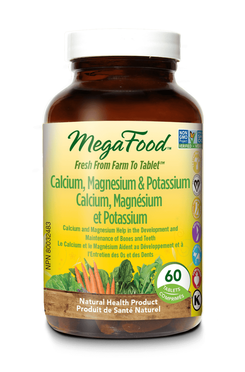 MegaFood Calcium, Magnesium & Potassium 60 Tablets Image 1