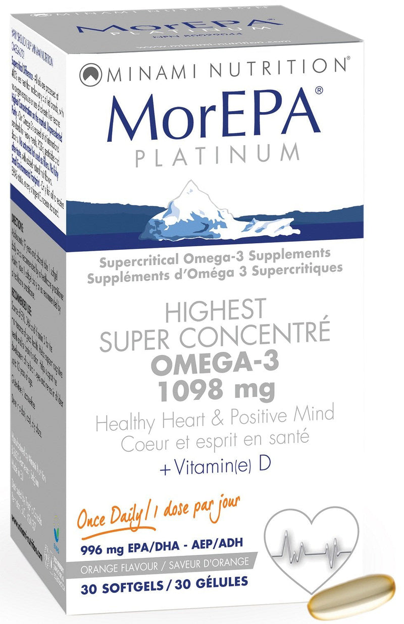 Minami Nutrition MorEPA Omega-3 1098 mg + Vitamin D - Orange 30 Softgels Image 1