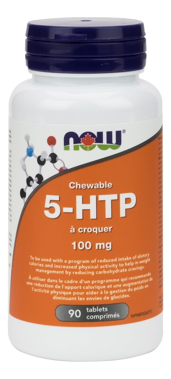 NOW 5-HTP 100 mg Chewable 90 Tablets Image 1