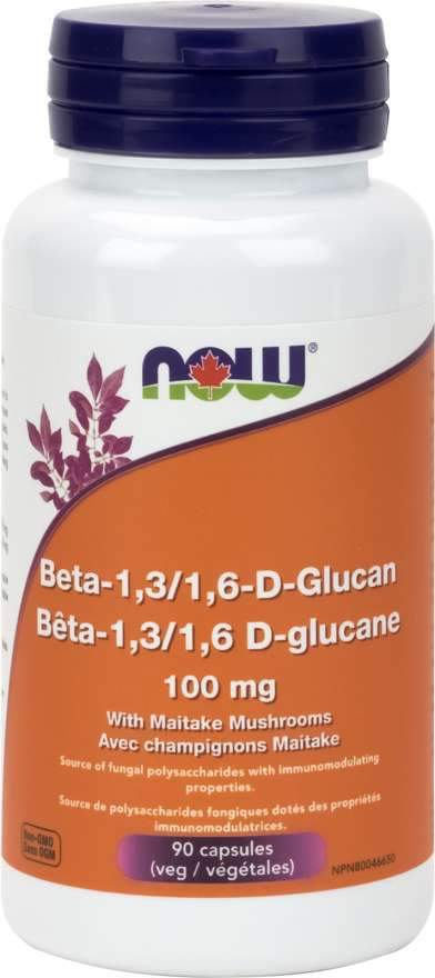 NOW Beta-1,3/1,6-D-Glucan 100 mg with Maitake Mushrooms 90 VCaps Image 1