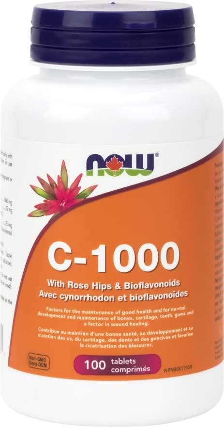 NOW C-1000 with Rose Hips and Bioflavonoids 100 Tablets Image 1