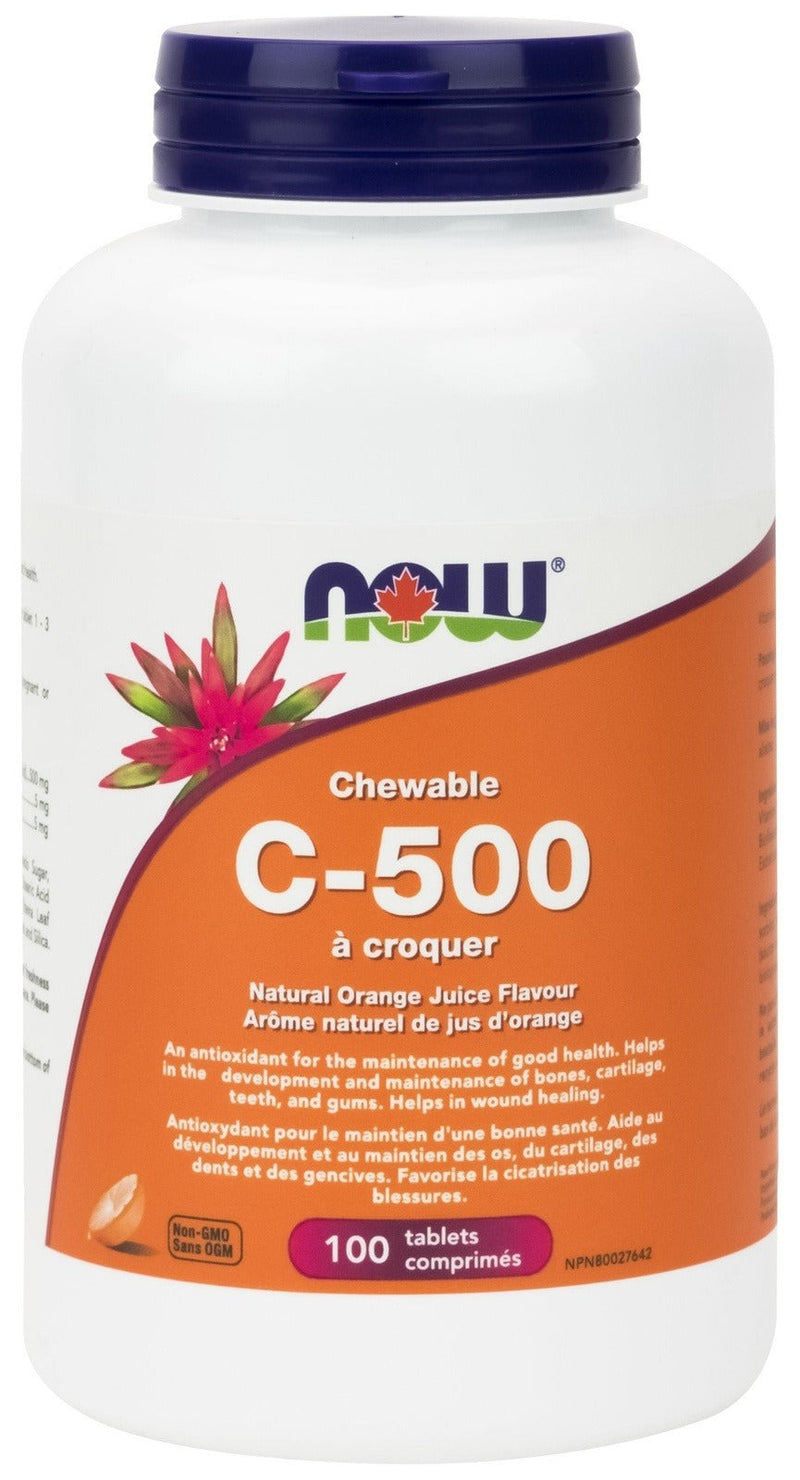 NOW C-500 Chewable - Natural Orange Juice 100 Tablets Image 1