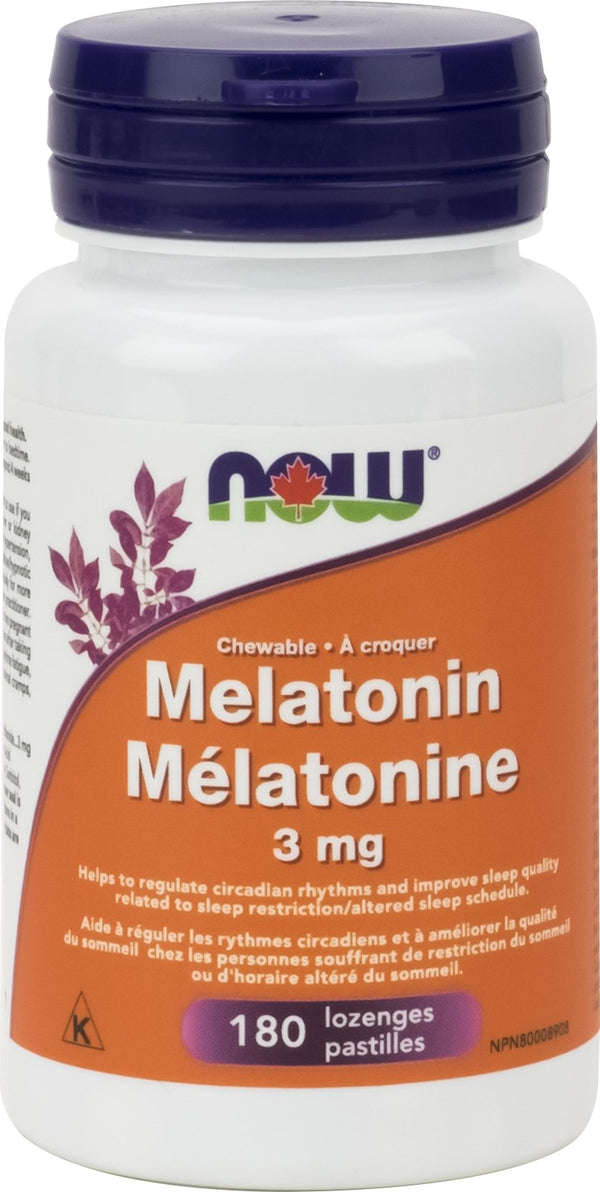 NOW Chewable Melatonin 3 mg 180 Lozenges Image 1