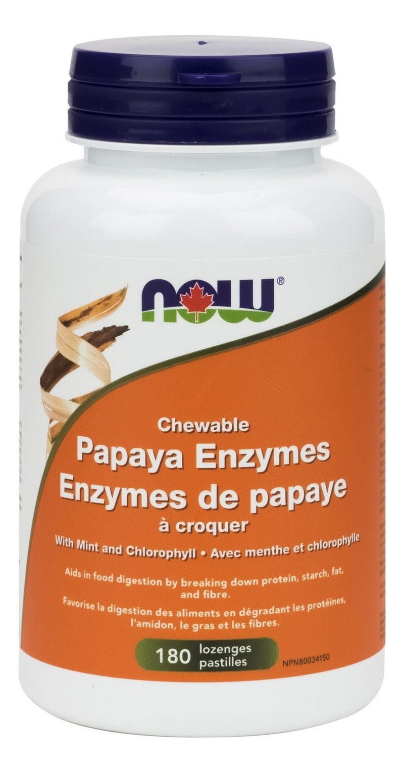 NOW Chewable Papaya Enzymes 180 Lozenges Image 1