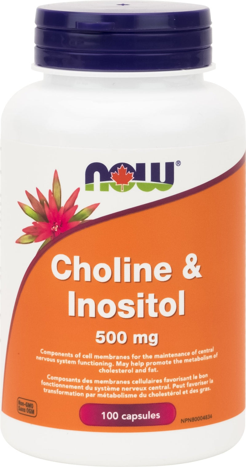 NOW Choline & Inositol 500 mg 100 Capsules Image 1