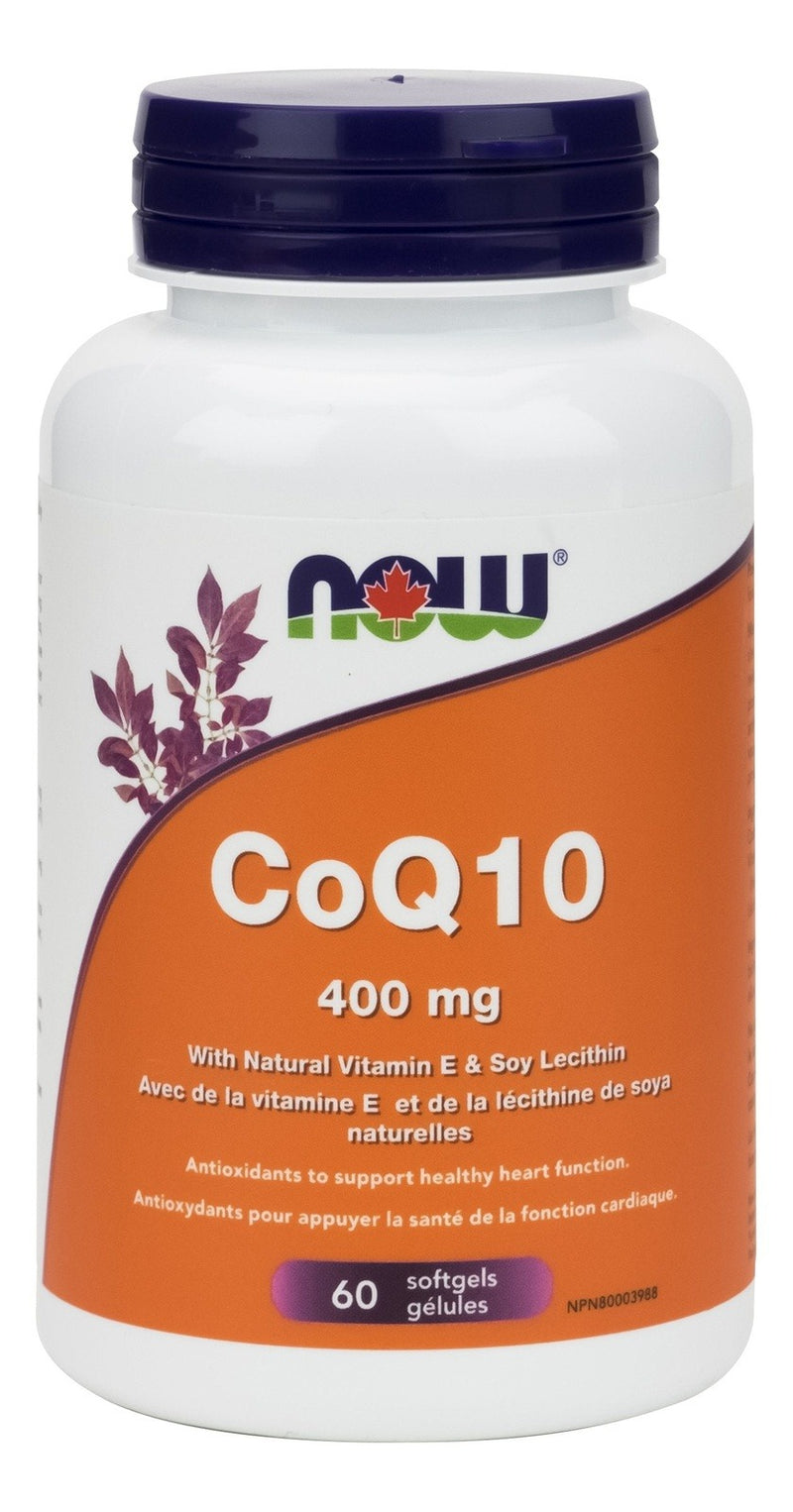 NOW CoQ10 400 mg with Vitamin E and Soy Lecithin 60 Softgels Image 1