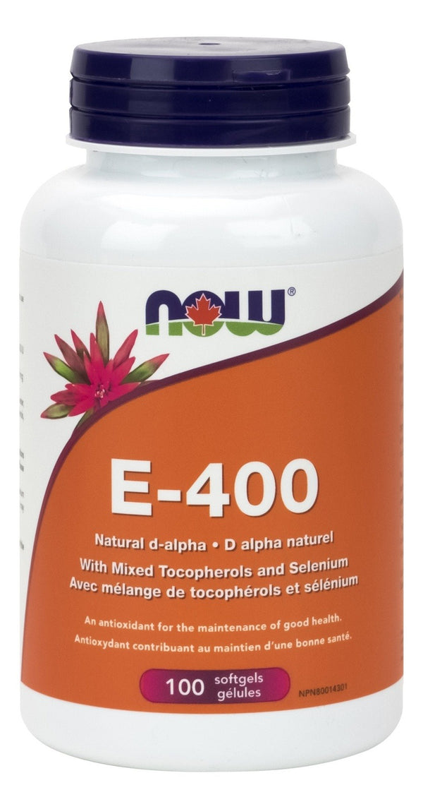 NOW E-400 with Mixed Tocopherols & Selenium 100 Softgels Image 1
