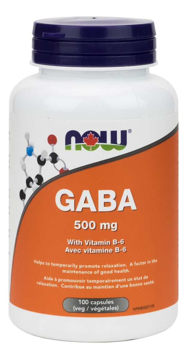 NOW GABA 500 mg with Vitamin B-6 Capsules Image 1