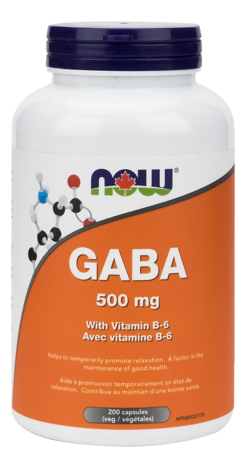 NOW GABA 500 mg with Vitamin B-6 Capsules Image 2