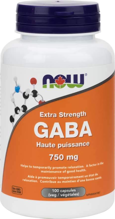 NOW Gaba Extra Strength 750 mg 100 Capsules Image 1