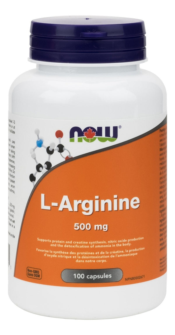 NOW L-Arginine 500 mg 100 Capsules Image 1
