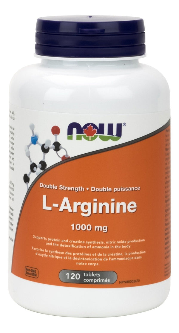 NOW L-Arginine Double Strength 1000 mg 120 Tablets Image 1