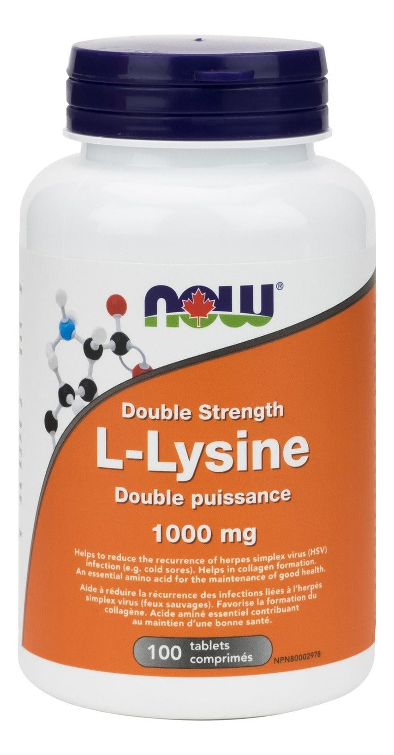 NOW L-Lysine Double Strength 1000 mg 100 Tablets Image 1