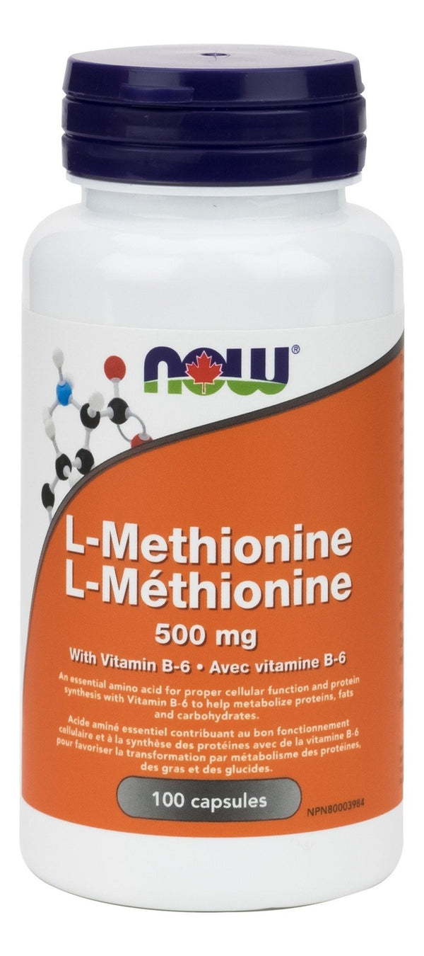 NOW L-Methionine 500 mg with B-6 100 Capsules Image 1