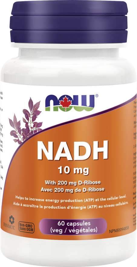 NOW NADH 10 mg with D-Ribose 60 VCaps Image 1