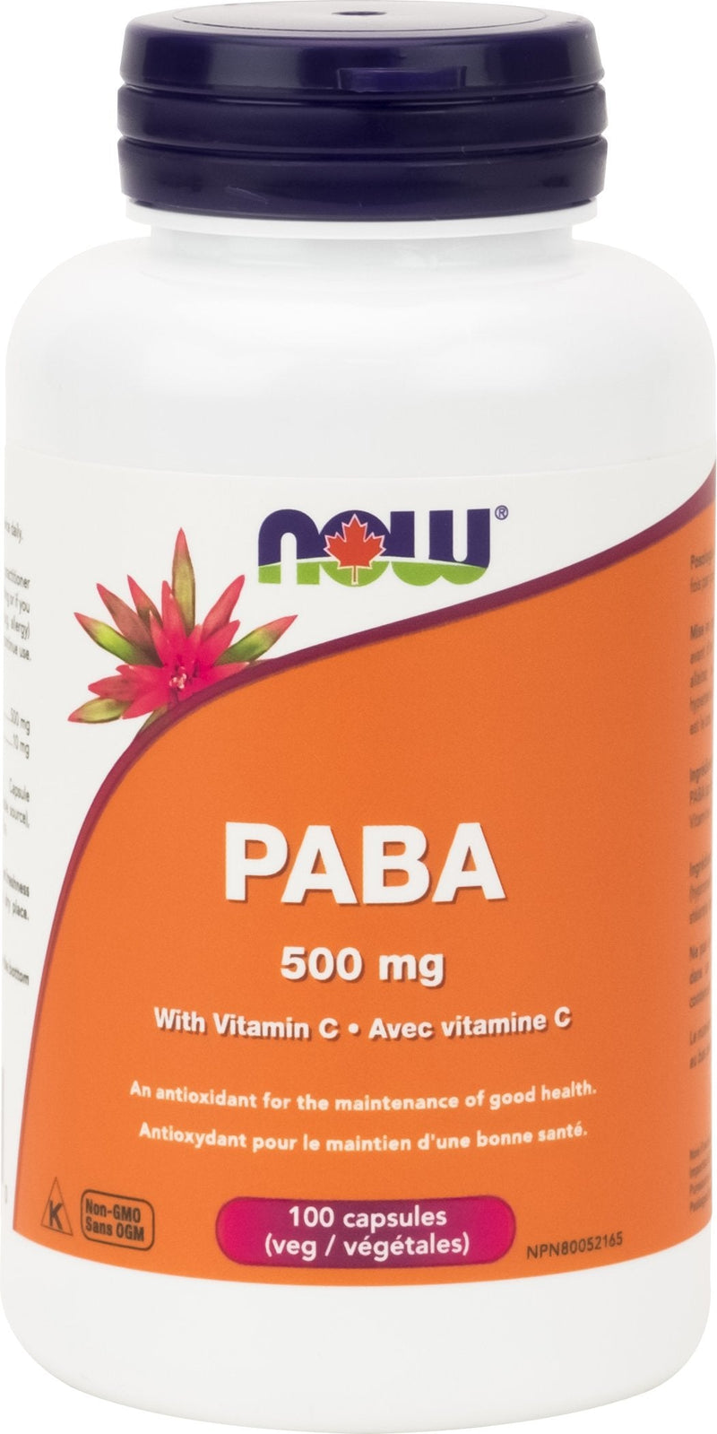 NOW PABA 500 mg with Vitamin C 100 VCaps Image 1