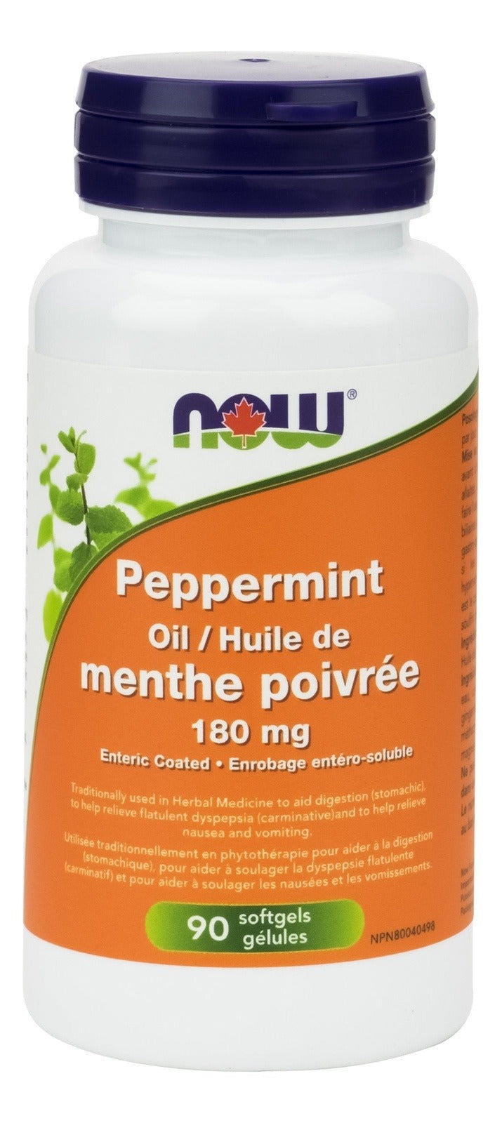 NOW Peppermint Oil 180 mg 90 Softgels Image 1