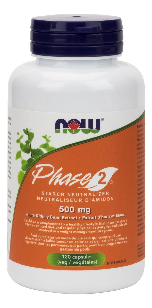 NOW Phase-2 Starch Neutralizer White Kidney Bean Extract 500 mg 120 VCaps Image 1