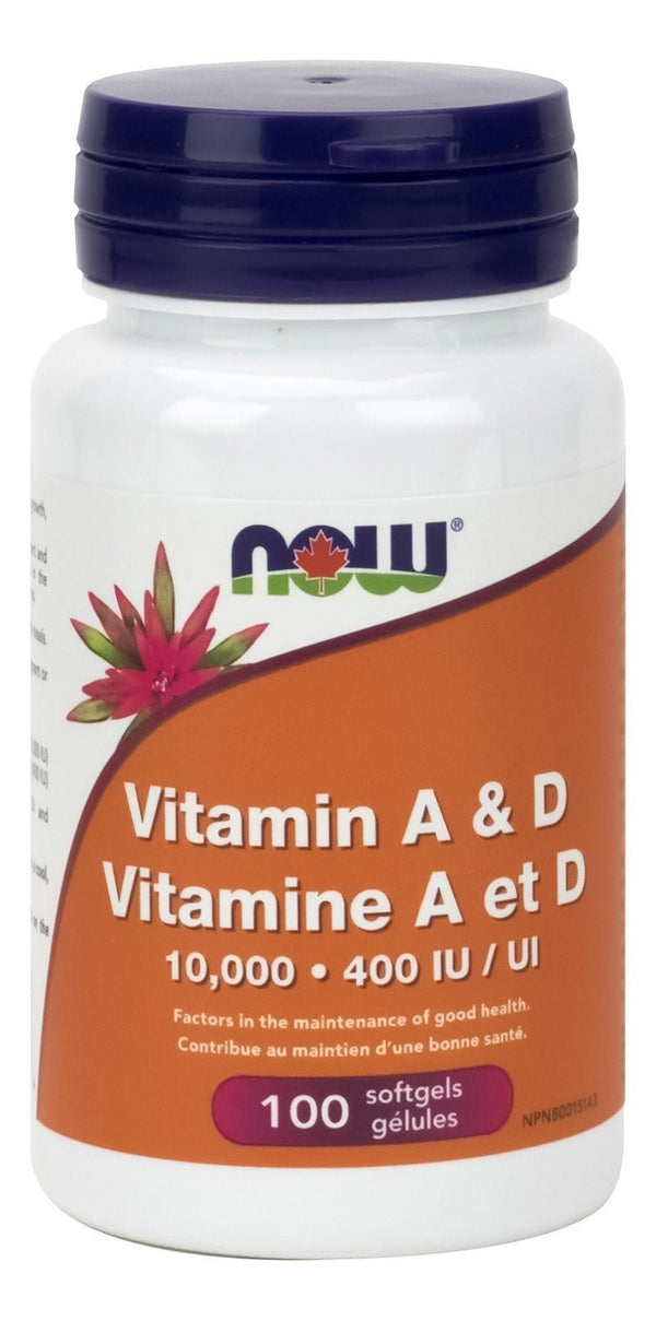 NOW Vitamin A & D 10,000IU/400IU 100 Softgels Image 1