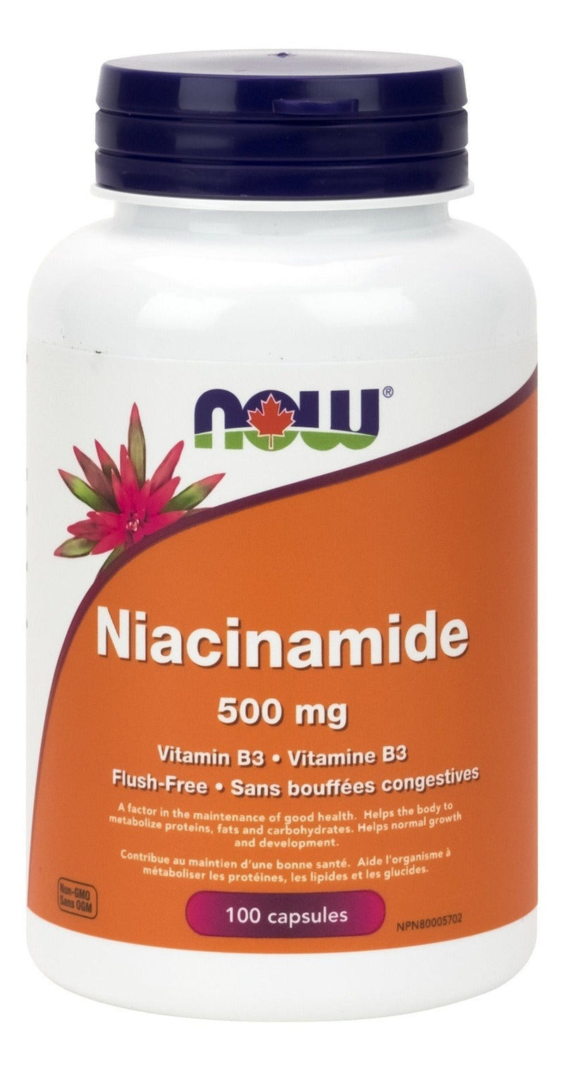 NOW Vitamin B-3 Niacinamide 500 mg Flush-Free 100 Capsules Image 1